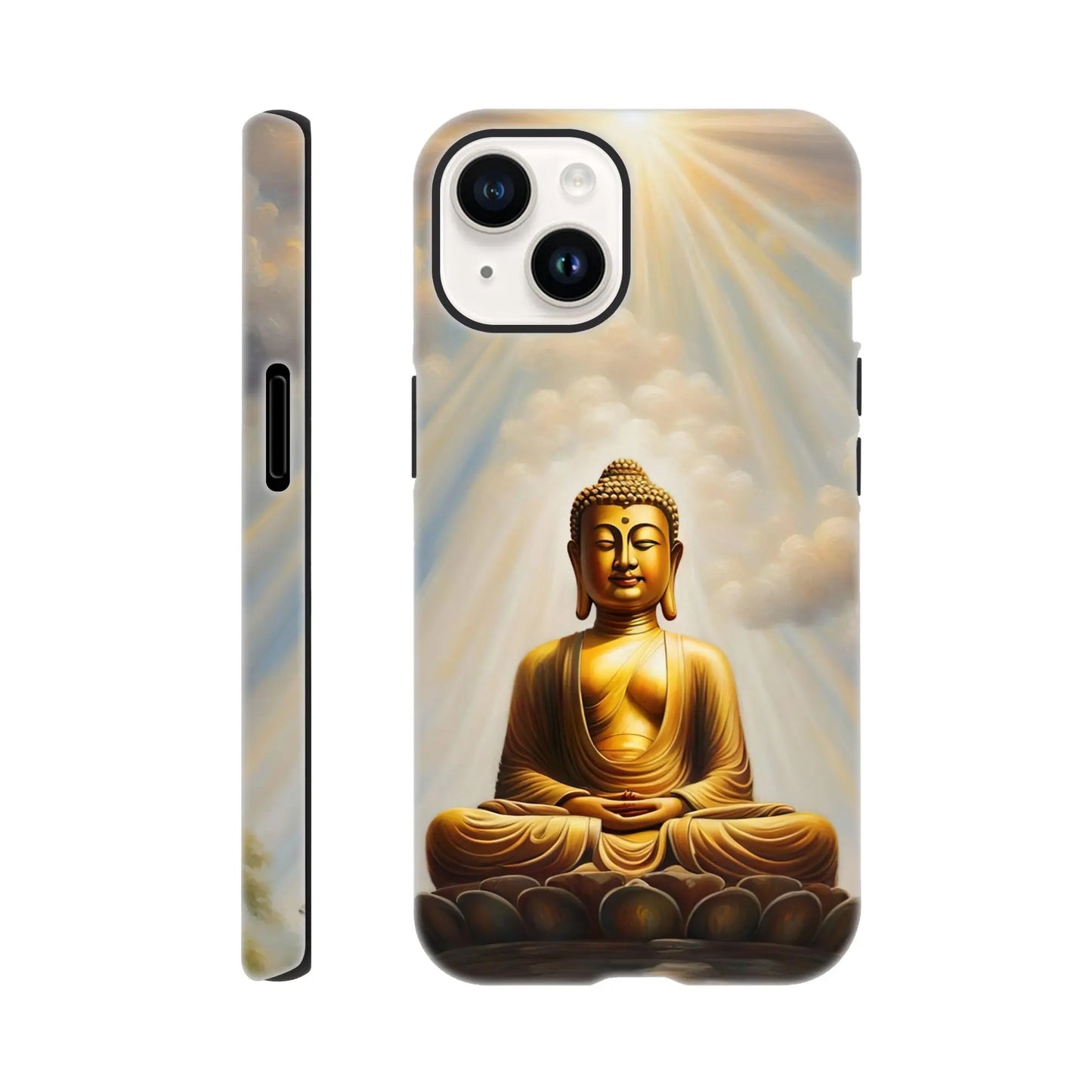 Smartphone-Hülle "Hart" - Buddha - Malerischer Stil, KI-Kunst RolConArt, Spirituelle Vielfalt, iPhone-14