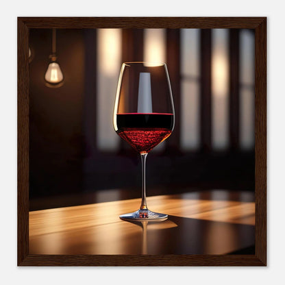 Gerahmtes Premium-Poster - Rotwein im Glas - Foto Stil, KI-Kunst - RolConArt, Kreative Vielfalt, 30x30-cm-12x12-Dunkler-Holzrahmen
