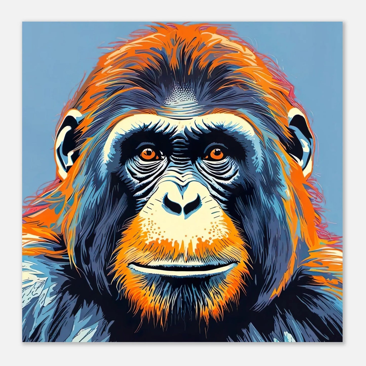 Aluminiumdruck - Orang-Utan - Pop Art Stil, KI-Kunst RolConArt