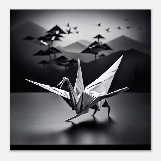 Aluminiumdruck - Vogel - Origami Stil, KI-Kunst RolConArt