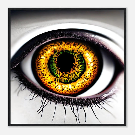 Gerahmtes Premium-Poster - Abstraktes Auge - Foto Stil, KI-Kunst - RolConArt, Fotokunst - Kreative Vielfalt, 70x70-cm-28x28-Schwarz