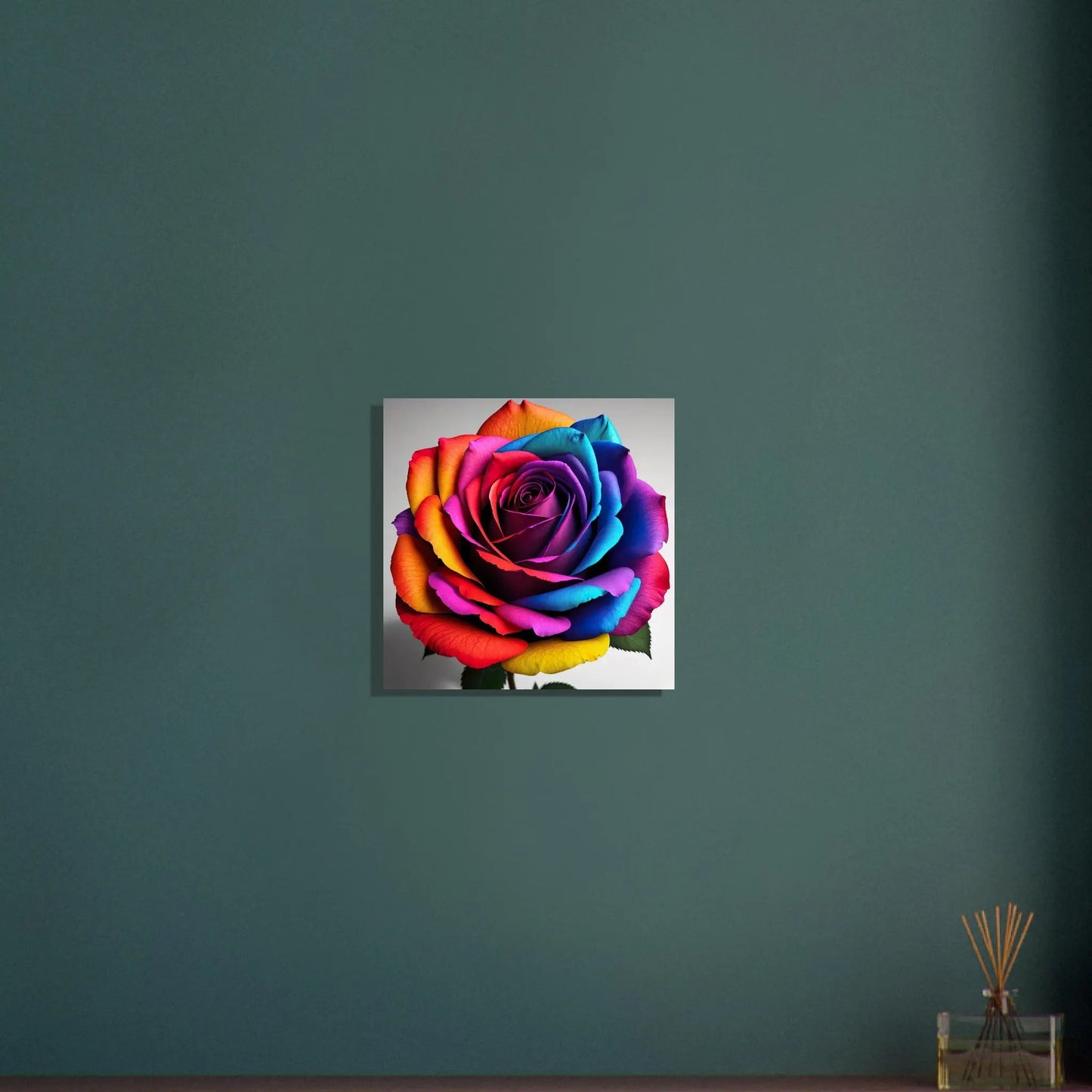 Aluminiumdruck - Bunte Rose - Foto Stil, KI-Kunst - RolConArt, Pflanzen, 40x40-cm-16x16