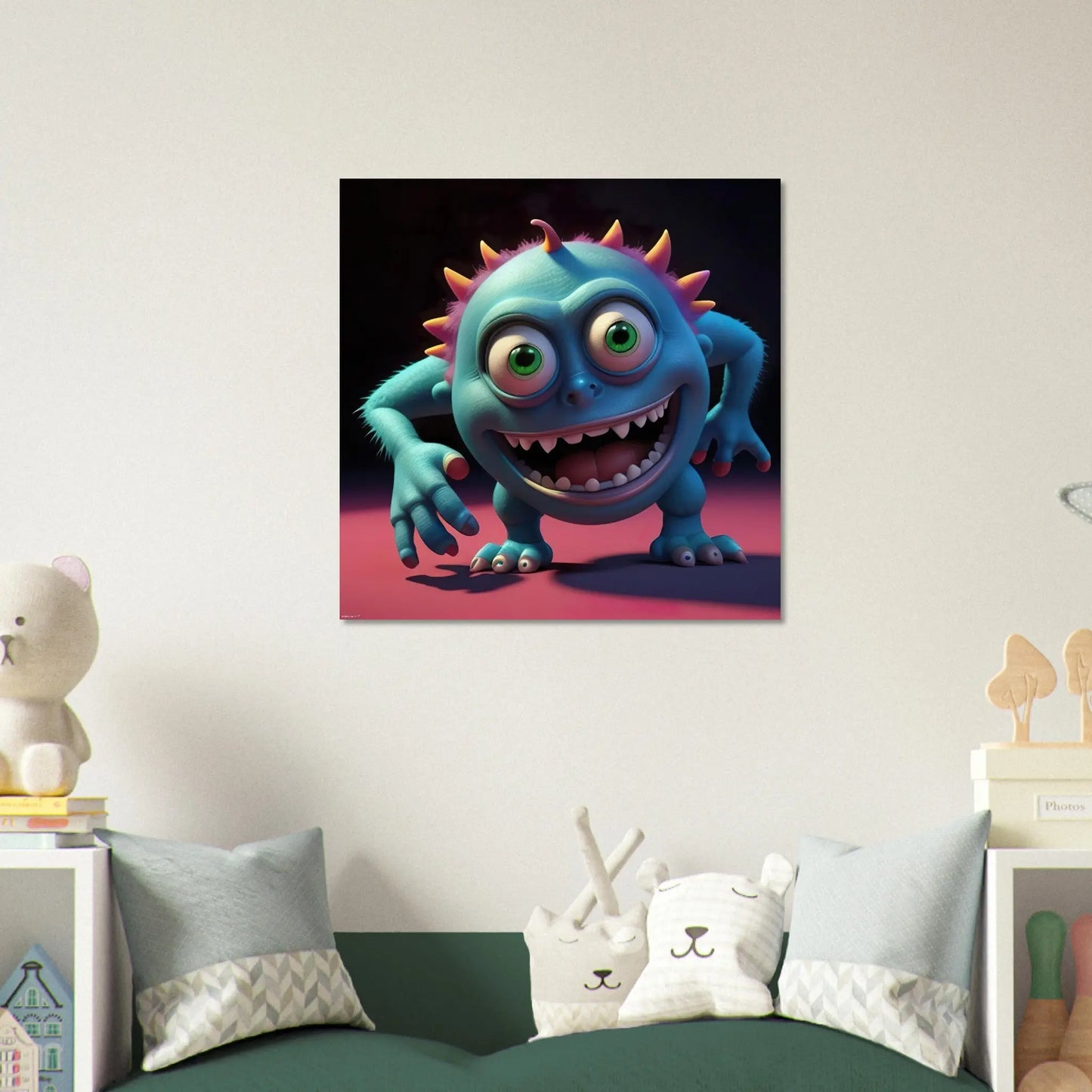 Aluminiumdruck - Lustiges Monster blau - Kinderbild, 3D-Stil, KI-Kunst RolConArt