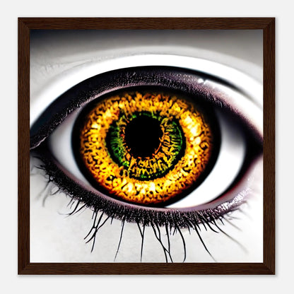 Gerahmtes Premium-Poster - Abstraktes Auge - Foto Stil, KI-Kunst - RolConArt, Fotokunst - Kreative Vielfalt, 30x30-cm-12x12-Dunkles-Holz