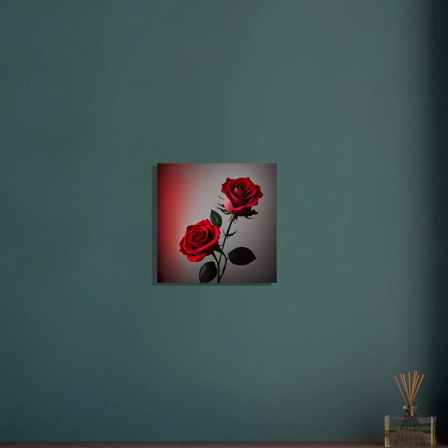 Aluminiumdruck - Rote Rosen - Foto Stil, KI-Kunst - RolConArt, Pflanzen, 40x40-cm-16x16