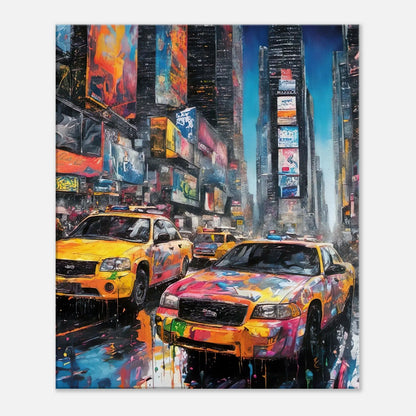 Leinwandbild - Times Square - Splash Art Stil, KI-Kunst - RolConArt, Splash Art, 50x60-cm-20x24