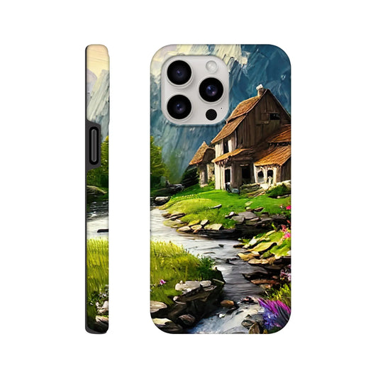 Smartphone-Hülle "Hart" - Berglandschaft - Malerischer Stil, KI-Kunst RolConArt, Landschaften, iPhone-15-Pro-Max