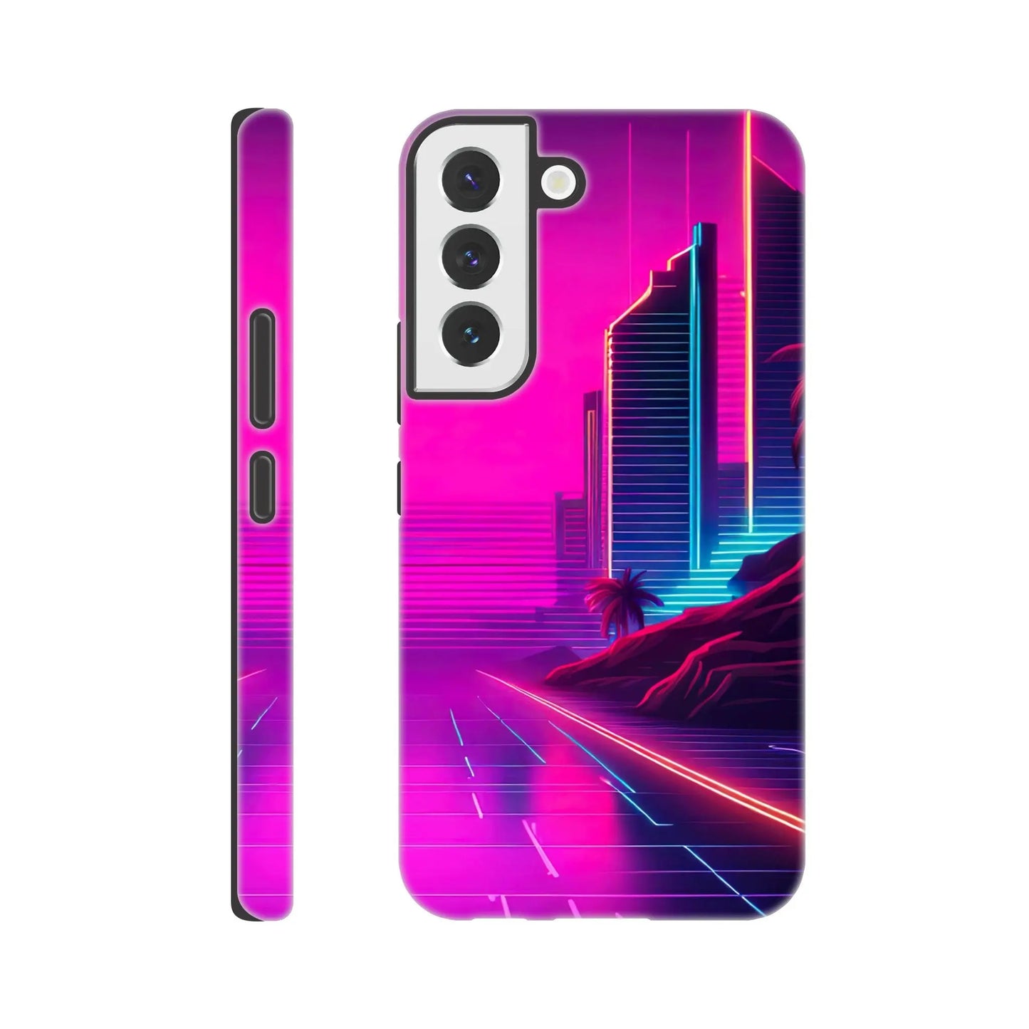 Smartphone-Hülle "Hart" - Stadtlandschaft - Neon Stil, KI-Kunst RolConArt, Neon, Galaxy-S22