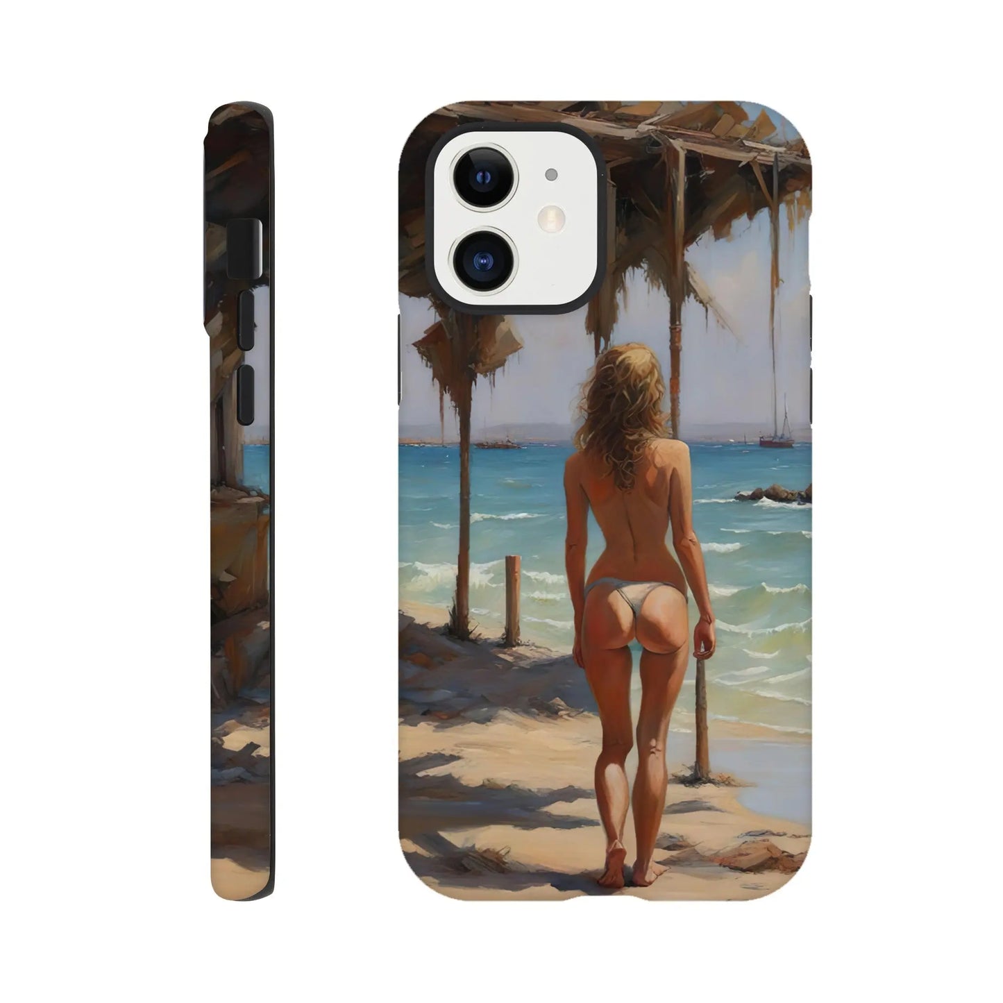 Smartphone-Hülle "Hart" - Frau am Strand - Malerischer Stil, KI-Kunst RolConArt, Malerischer Stil - Porträts, iPhone-12