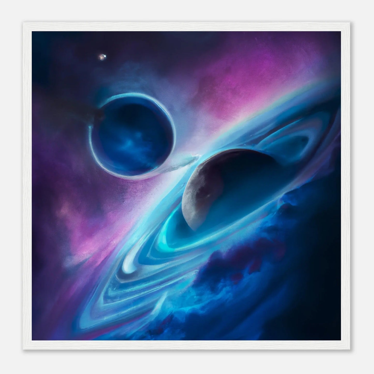 Gerahmtes Premium-Poster - Planet, Weltraum - Digitaler Stil, KI-Kunst - RolConArt, Sci-Fi, 50x50-cm-20x20-Weiß