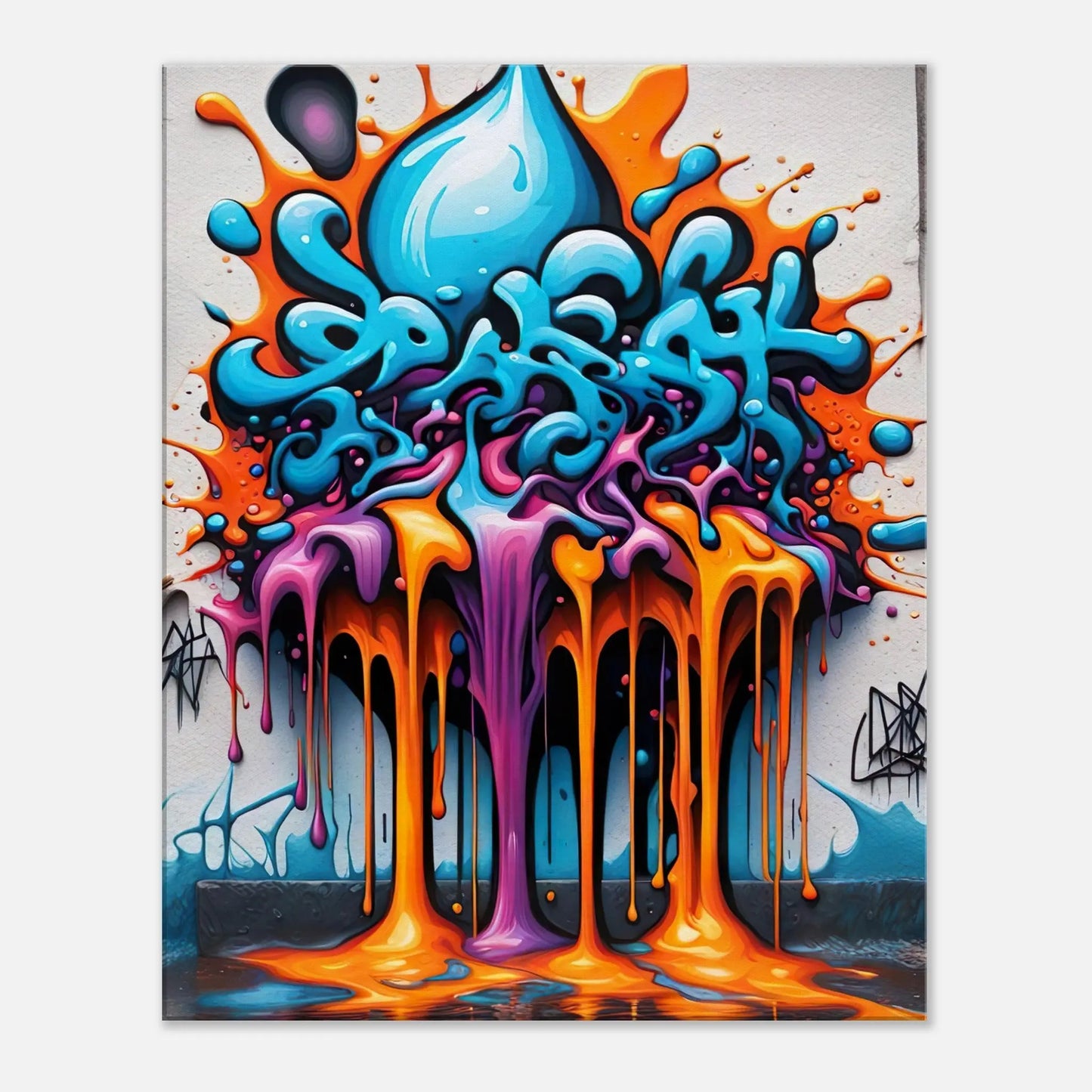 Leinwandbild - 3D Graffiti - Splash Art Stil, KI-Kunst - RolConArt, Splash Art, 60x75-cm-24x30