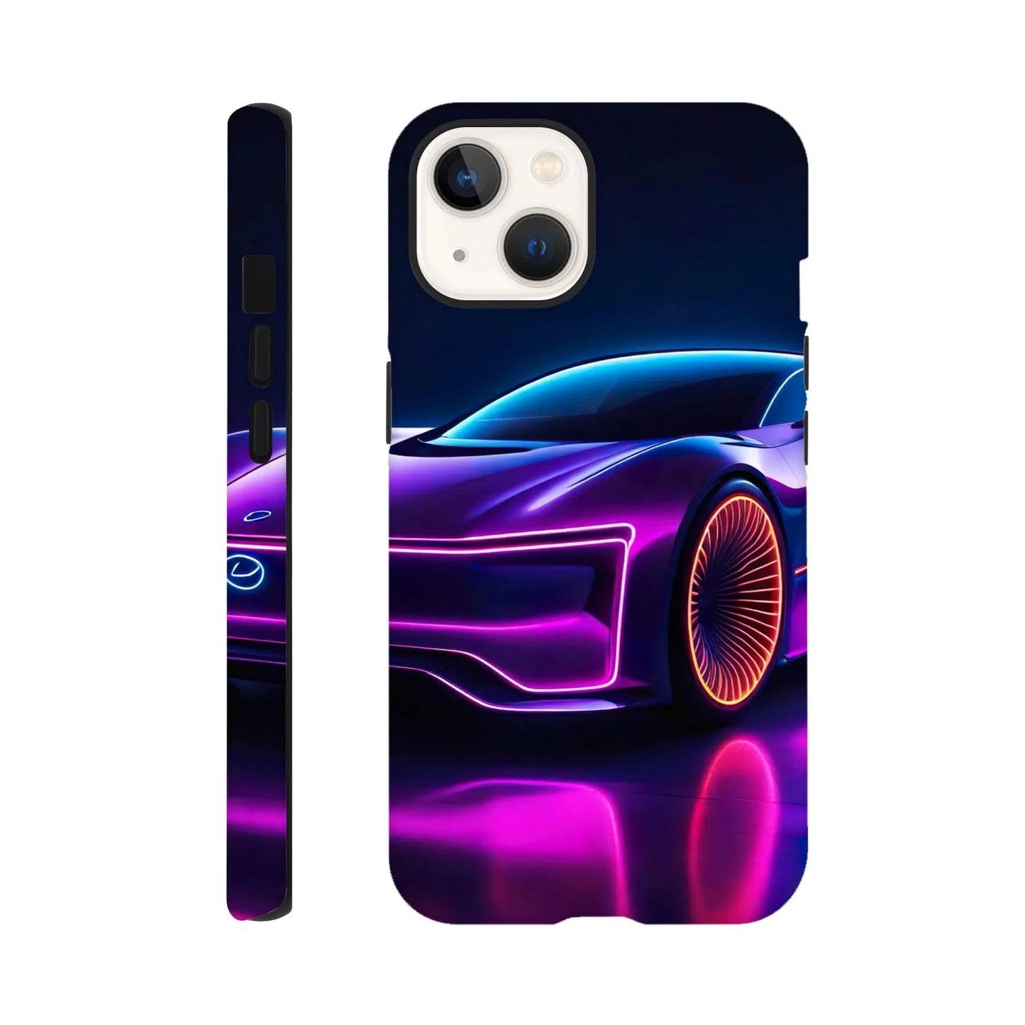 Smartphone-Hülle "Hart" - Futuristisches Auto - Neon Stil, KI-Kunst RolConArt, Neon, iPhone-13