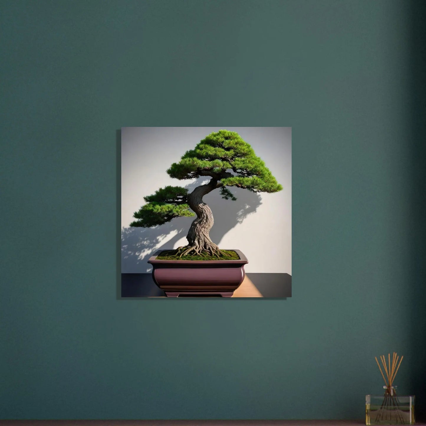 Aluminiumdruck - Bonsai - Foto Stil, KI-Kunst - RolConArt, Pflanzen, 60x60-cm-24x24