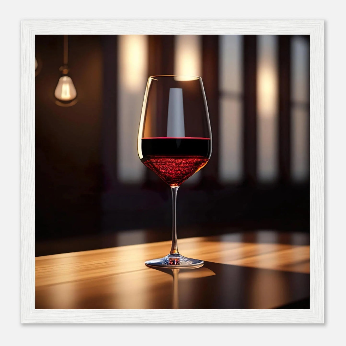 Gerahmtes Premium-Poster - Rotwein im Glas - Foto Stil, KI-Kunst - RolConArt, Kreative Vielfalt, 30x30-cm-12x12-Weißer-Rahmen