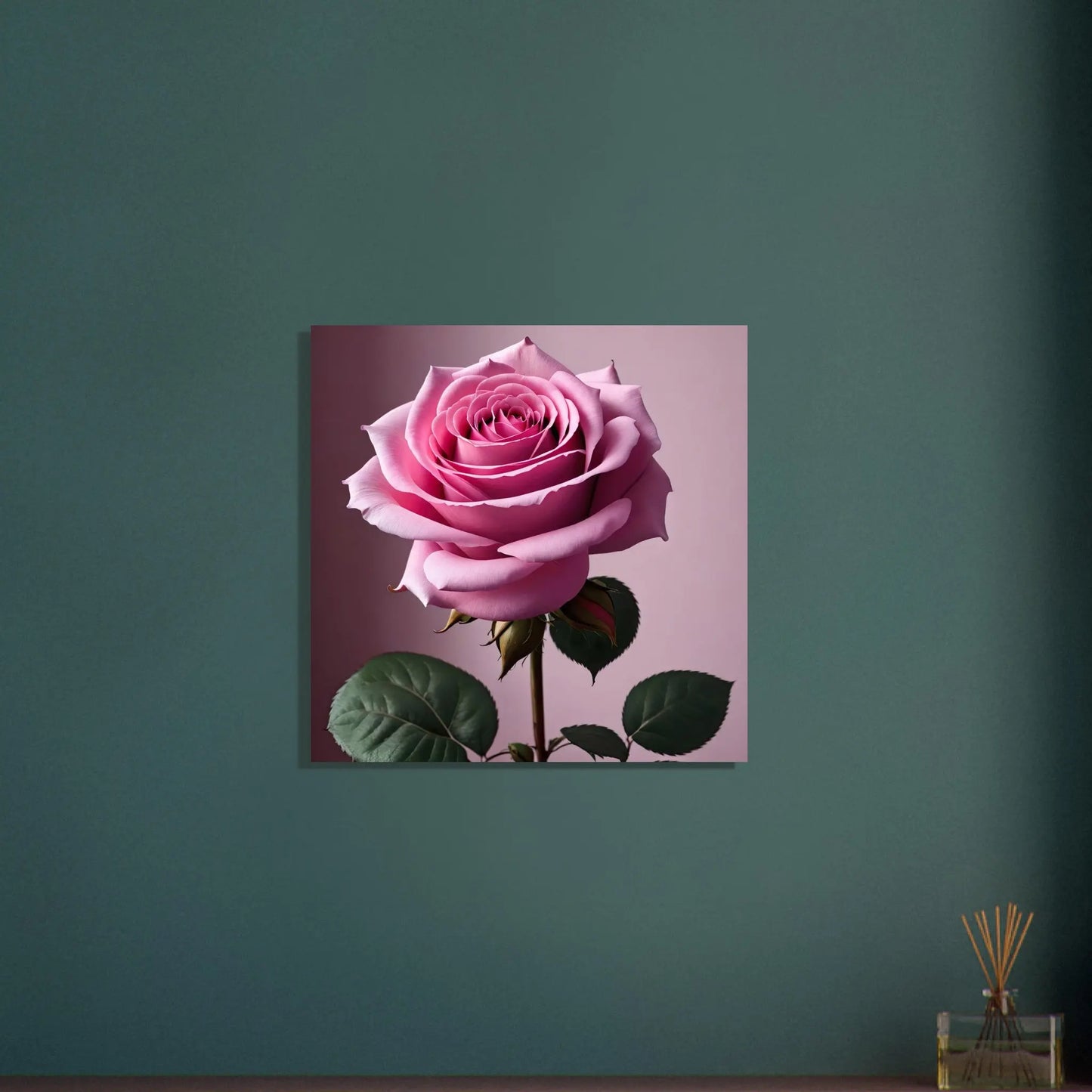 Aluminiumdruck - Rosa Rose - Foto Stil, KI-Kunst - RolConArt, Pflanzen, 60x60-cm-24x24