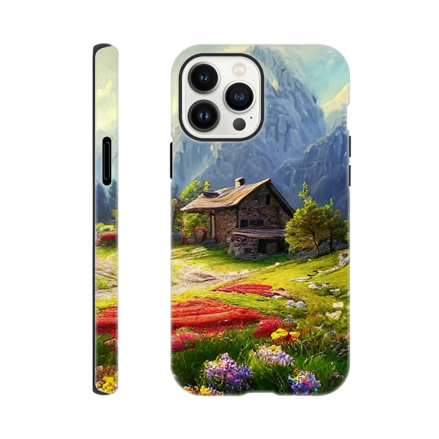 Smartphone-Hülle "Hart" - Berglandschaft - Malerischer Stil, KI-Kunst RolConArt, Landschaften, iPhone-13-Pro-Max