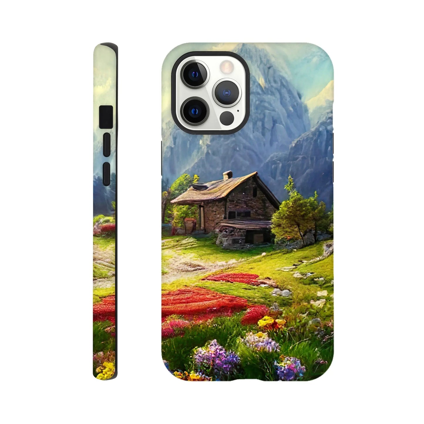 Smartphone-Hülle "Hart" - Berglandschaft - Malerischer Stil, KI-Kunst RolConArt, Landschaften, iPhone-12-Pro-Max