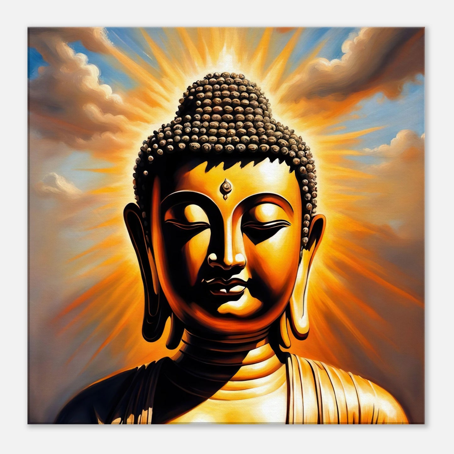 Leinwandbild - Buddha - Malerischer Stil, KI-Kunst - RolConArt, Spirituelle Vielfalt, 60x60-cm-24x24