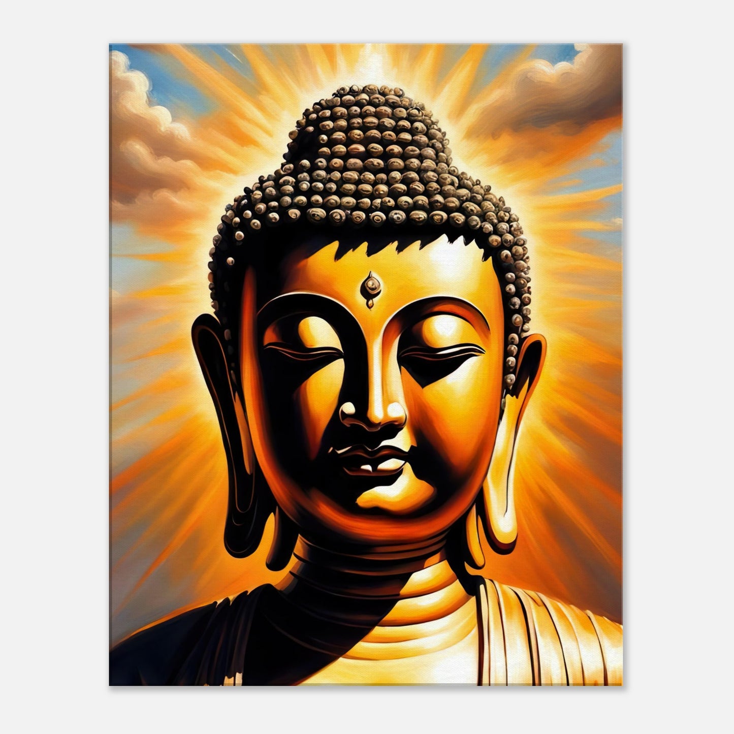Leinwandbild - Buddha - Malerischer Stil, KI-Kunst - RolConArt, Spirituelle Vielfalt, 60x75-cm-24x30