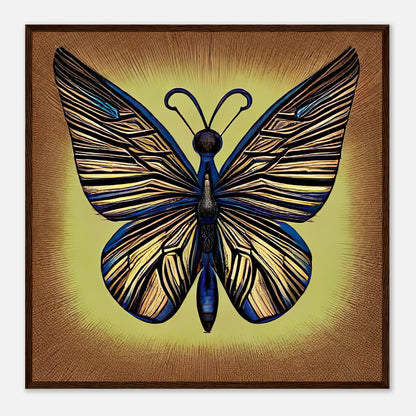 Gerahmtes Premium-Poster - Schmetterling - Digitaler Stil, KI-Kunst - RolConArt, Digitalkunst - Kreative Vielfalt, 70x70-cm-28x28-Dunkles-Holz