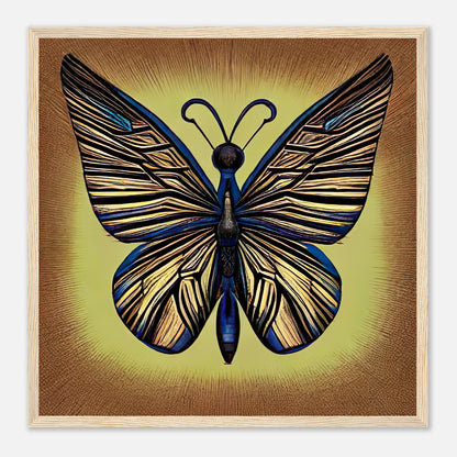 Gerahmtes Premium-Poster - Schmetterling - Digitaler Stil, KI-Kunst - RolConArt, Digitalkunst - Kreative Vielfalt, 50x50-cm-20x20-Holz