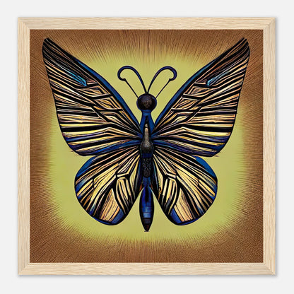 Gerahmtes Premium-Poster - Schmetterling - Digitaler Stil, KI-Kunst - RolConArt, Digitalkunst - Kreative Vielfalt, 30x30-cm-12x12-Holz