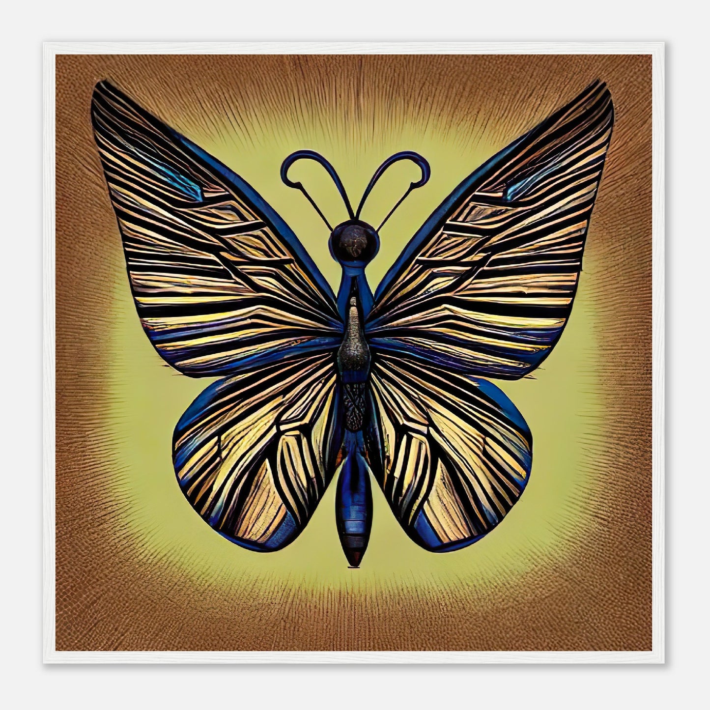 Gerahmtes Premium-Poster - Schmetterling - Digitaler Stil, KI-Kunst - RolConArt, Digitalkunst - Kreative Vielfalt, 70x70-cm-28x28-Weiß