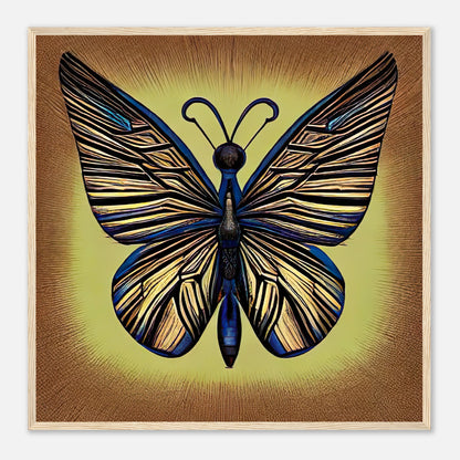Gerahmtes Premium-Poster - Schmetterling - Digitaler Stil, KI-Kunst - RolConArt, Digitalkunst - Kreative Vielfalt, 70x70-cm-28x28-Holz