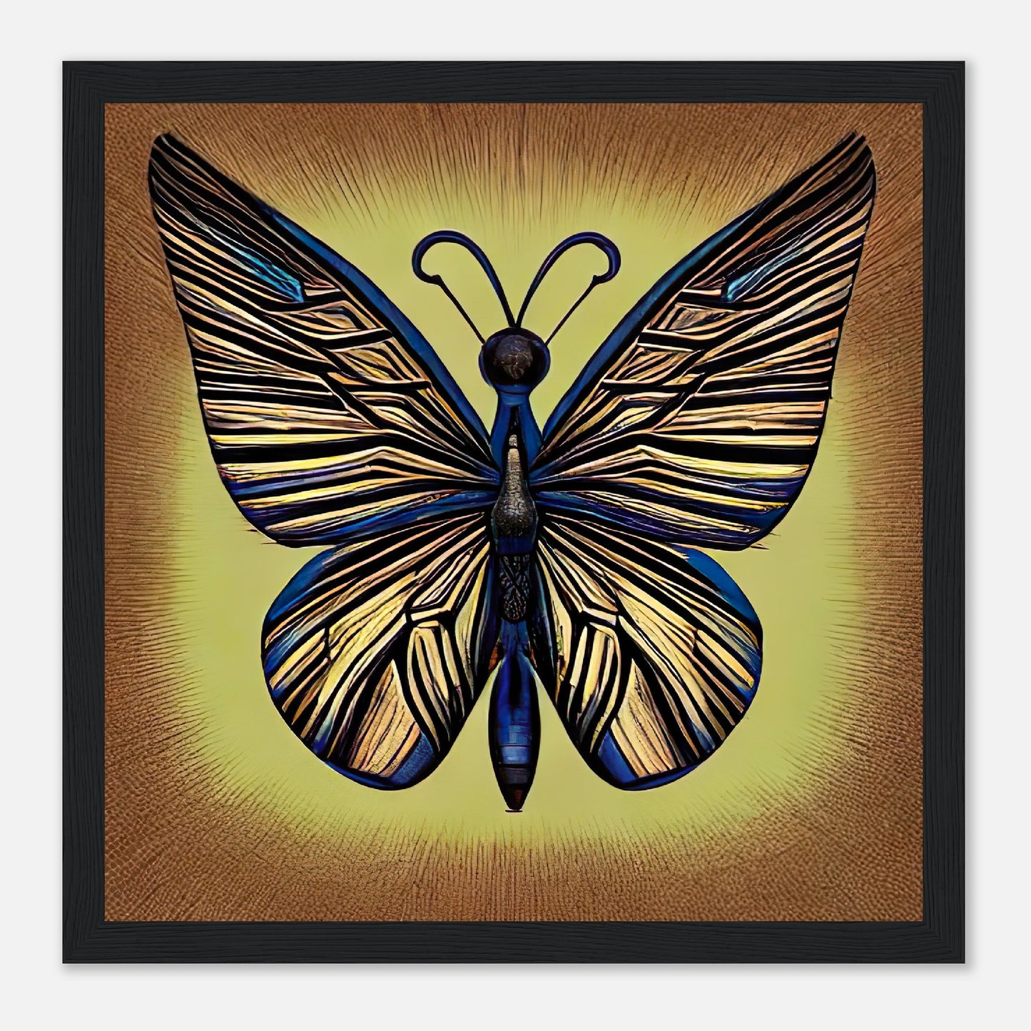 Gerahmtes Premium-Poster - Schmetterling - Digitaler Stil, KI-Kunst - RolConArt, Digitalkunst - Kreative Vielfalt, 30x30-cm-12x12-Schwarz