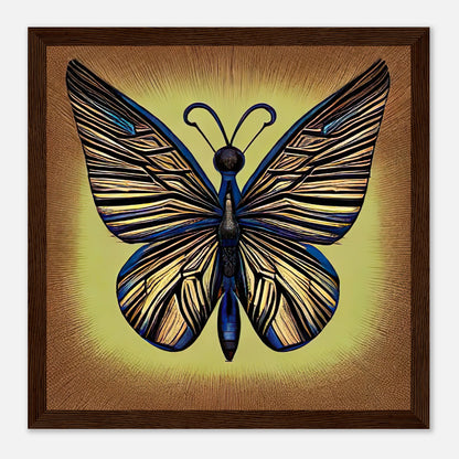 Gerahmtes Premium-Poster - Schmetterling - Digitaler Stil, KI-Kunst - RolConArt, Digitalkunst - Kreative Vielfalt, 30x30-cm-12x12-Dunkles-Holz