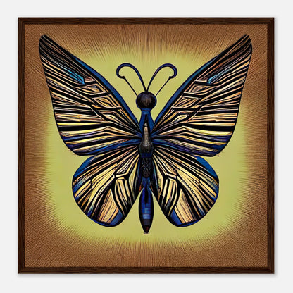 Gerahmtes Premium-Poster - Schmetterling - Digitaler Stil, KI-Kunst - RolConArt, Digitalkunst - Kreative Vielfalt, 50x50-cm-20x20-Dunkles-Holz