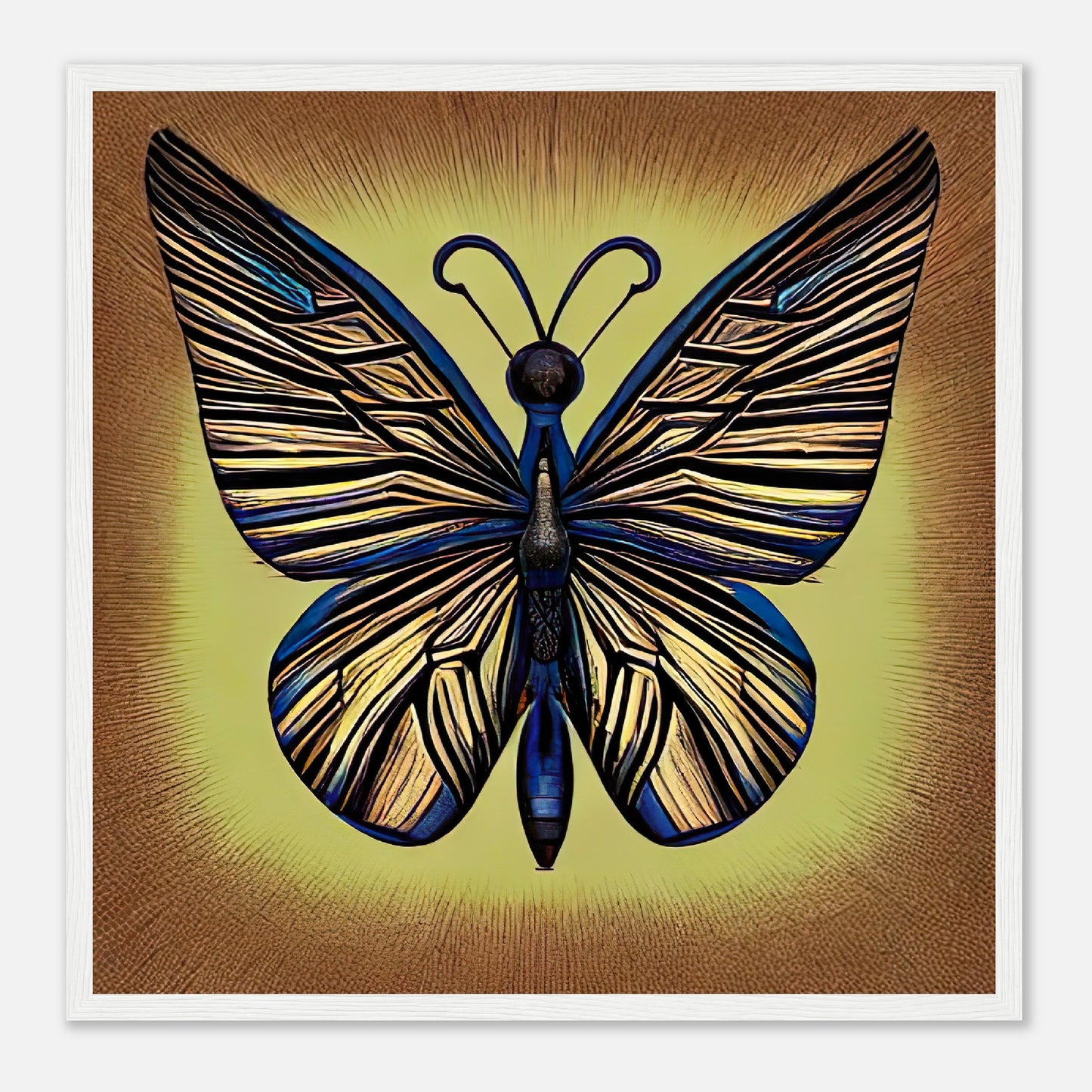 Gerahmtes Premium-Poster - Schmetterling - Digitaler Stil, KI-Kunst - RolConArt, Digitalkunst - Kreative Vielfalt, 50x50-cm-20x20-Weiß